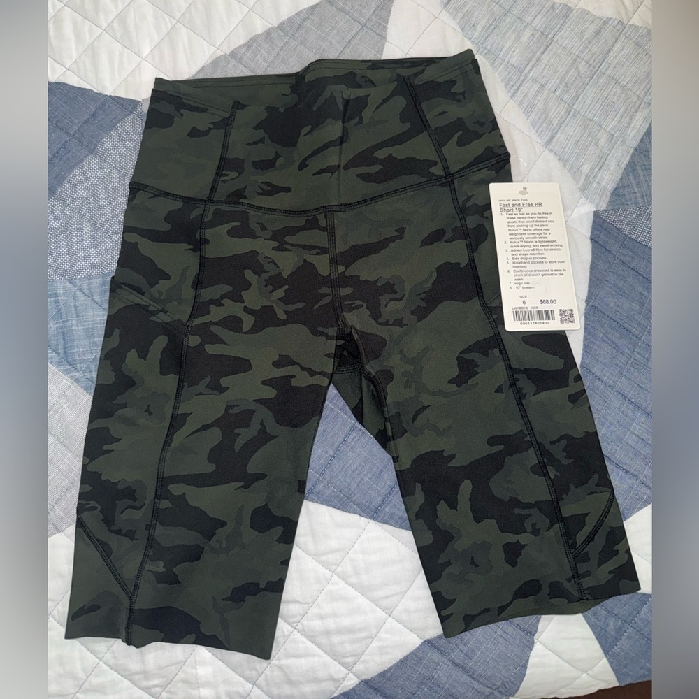 Lululemon Athletica Green Camo Athletic Shorts